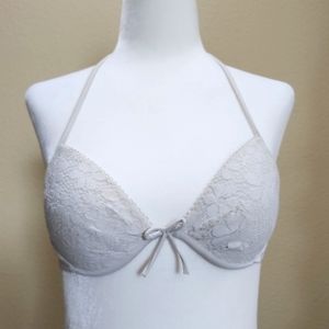 Victoria's Secret White Lace Halter Bikini Top, Size 32B